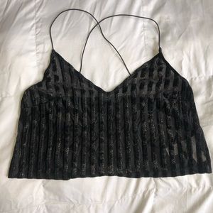 Loose black and gold striped tank top